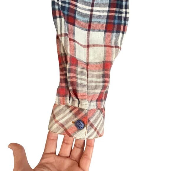 Aratta Silent Journey Mixed Print Flannel Chiffon Button Up Shirt Boho Size MED - Picture 6 of 15